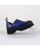 Sabots en Cuir Mercedes bleus - Talon 6 cm