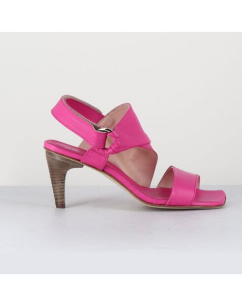 Fuchsiafarbene Ledersandalen Cati - 7,5 cm Absatz