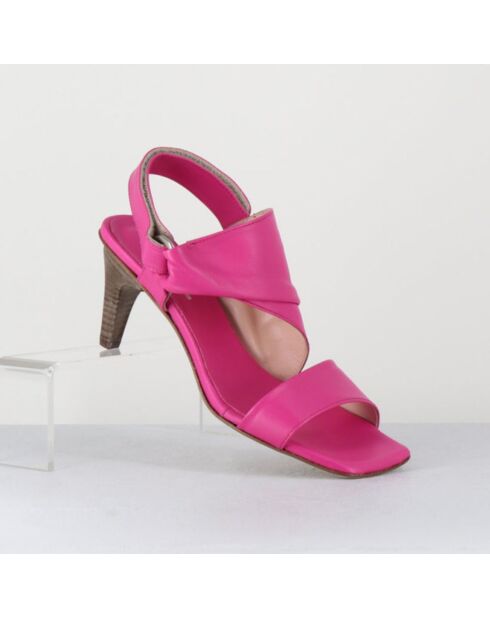 Fuchsiafarbene Ledersandalen Cati - 7,5 cm Absatz