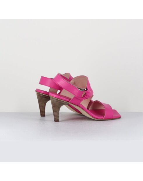Fuchsiafarbene Ledersandalen Cati - 7,5 cm Absatz