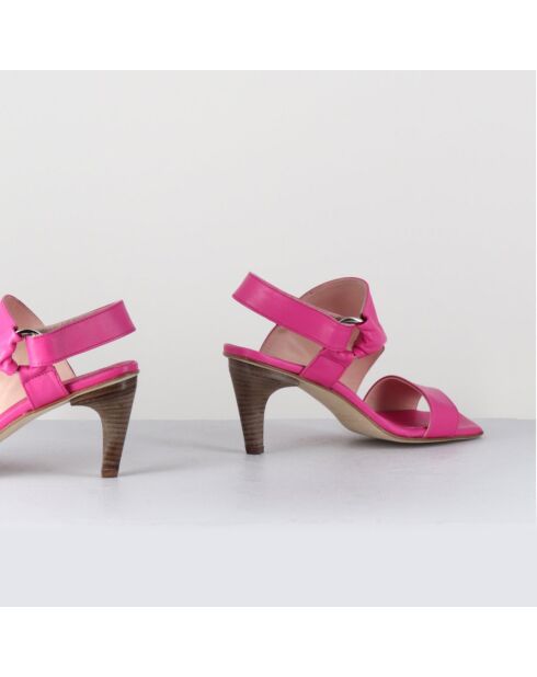 Fuchsiafarbene Ledersandalen Cati - 7,5 cm Absatz