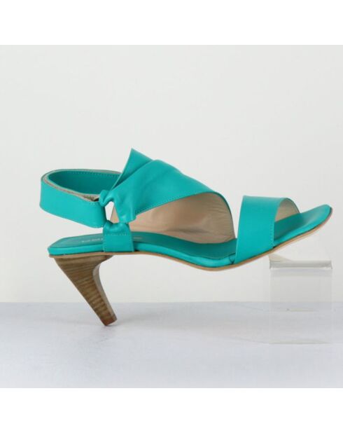 Sandali Cati in pelle turchese - tacco 7,5 cm