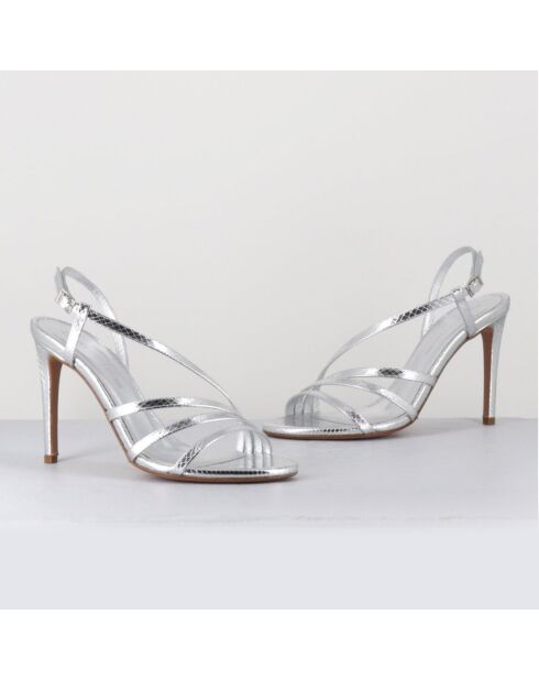 Sandali Korni in pelle argentata - tacco 10 cm
