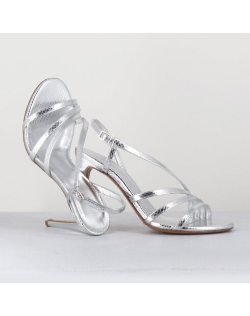 Sandali Korni in pelle argentata - tacco 10 cm