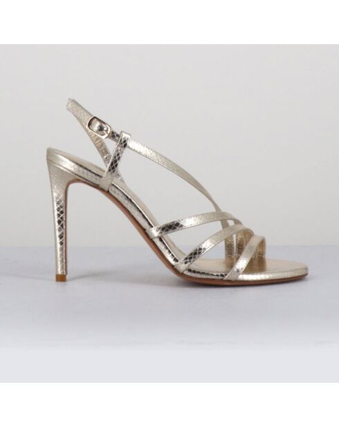 Korni goldfarbene Ledersandalen - 10 cm Absatz