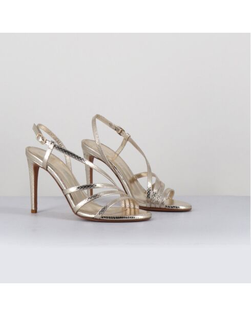 Korni goldfarbene Ledersandalen - 10 cm Absatz