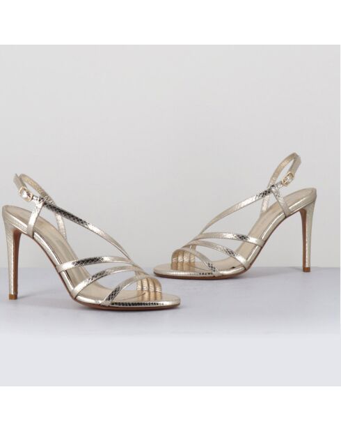 Korni goldfarbene Ledersandalen - 10 cm Absatz
