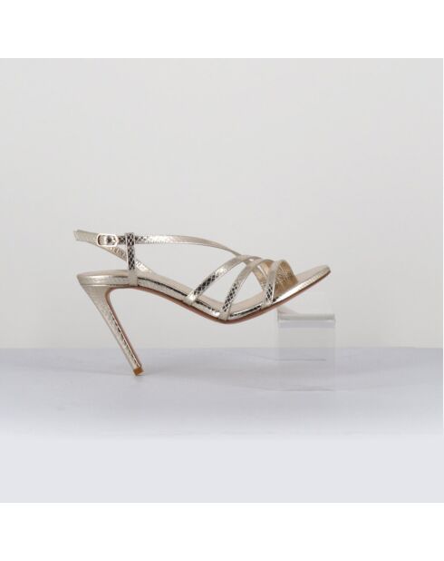 Korni goldfarbene Ledersandalen - 10 cm Absatz