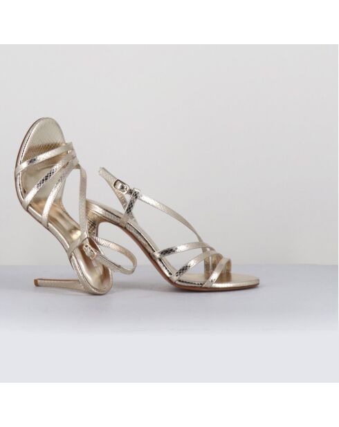 Korni goldfarbene Ledersandalen - 10 cm Absatz