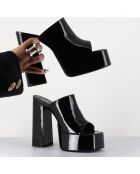 Sandales en Cuir verni Marchi noires - Talon 13 cm