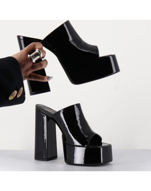 Sandales en Cuir verni Marchi noires - Talon 13 cm