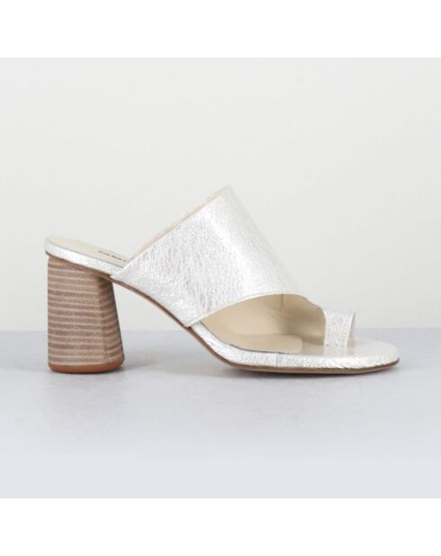 Weiße Maya Lederpantoletten - 8 cm Absatz