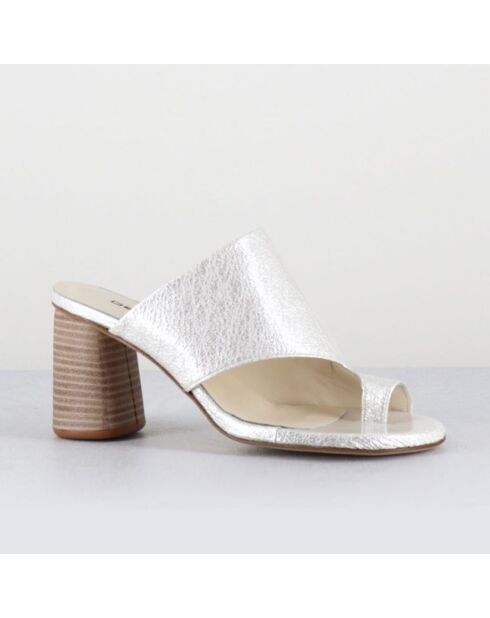 Weiße Maya Lederpantoletten - 8 cm Absatz