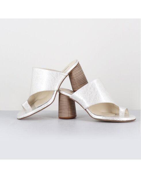 Weiße Maya Lederpantoletten - 8 cm Absatz