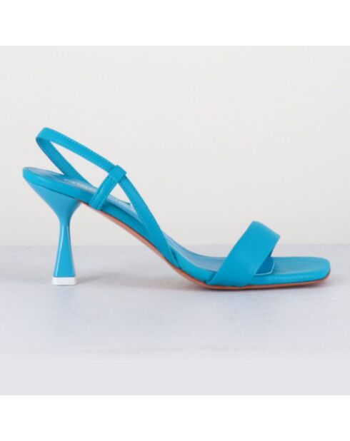 Blaue Ledersandalen von Milena mit 8 cm Absatz