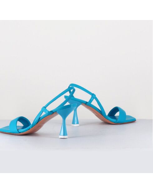 Blaue Ledersandalen von Milena mit 8 cm Absatz