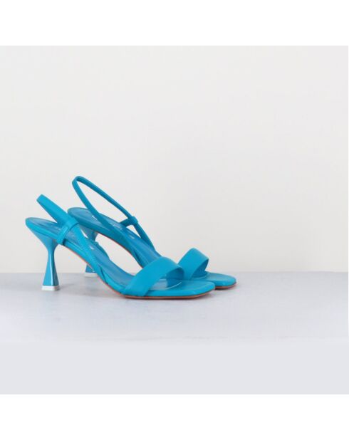 Blaue Ledersandalen von Milena mit 8 cm Absatz