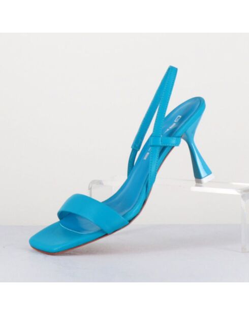 Blaue Ledersandalen von Milena mit 8 cm Absatz