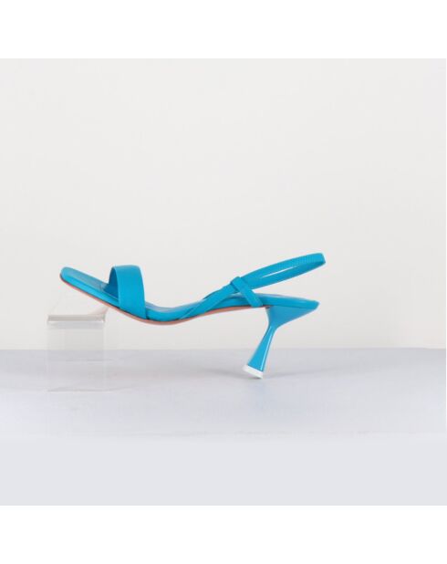 Blaue Ledersandalen von Milena mit 8 cm Absatz