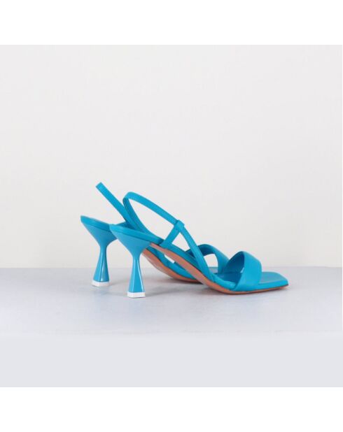 Blaue Ledersandalen von Milena mit 8 cm Absatz