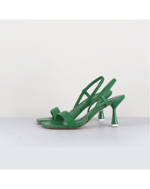 Milena grüne Ledersandalen - 8 cm Absatz