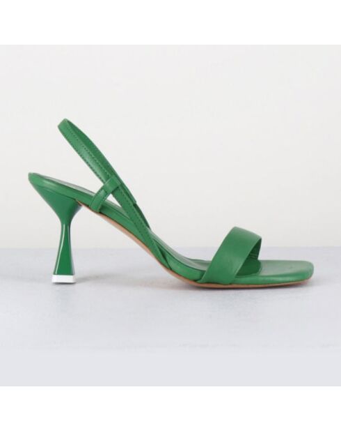 Milena grüne Ledersandalen - 8 cm Absatz