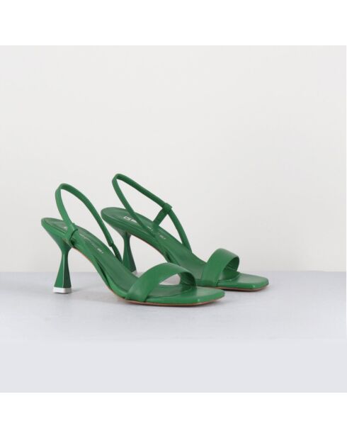 Milena grüne Ledersandalen - 8 cm Absatz