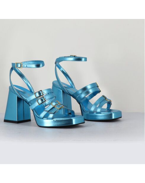 Sandali Minate in pelle blu - tacco 9,5 cm