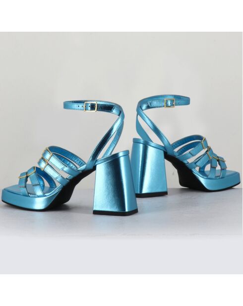 Sandali Minate in pelle blu - tacco 9,5 cm