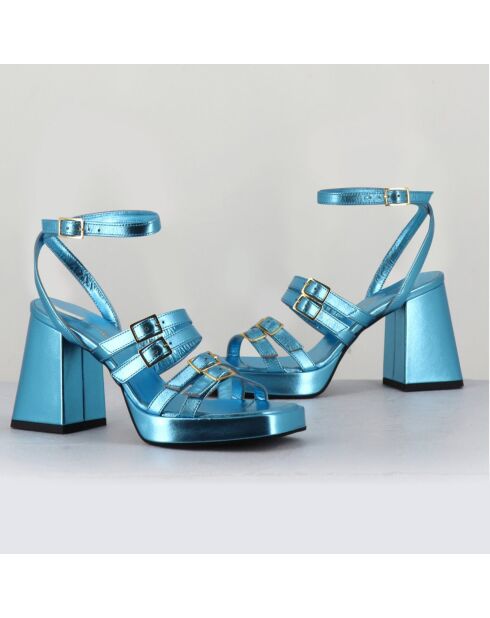 Sandali Minate in pelle blu - tacco 9,5 cm