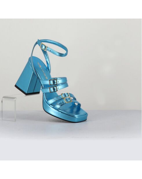 Sandalias de piel Minate azules - Tacón de 9,5 cm