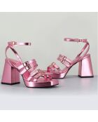 Sandales en Cuir Minate roses - Talon 9.5 cm