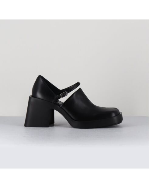 Sabots en Cuir Kim noirs - Talon 8 cm