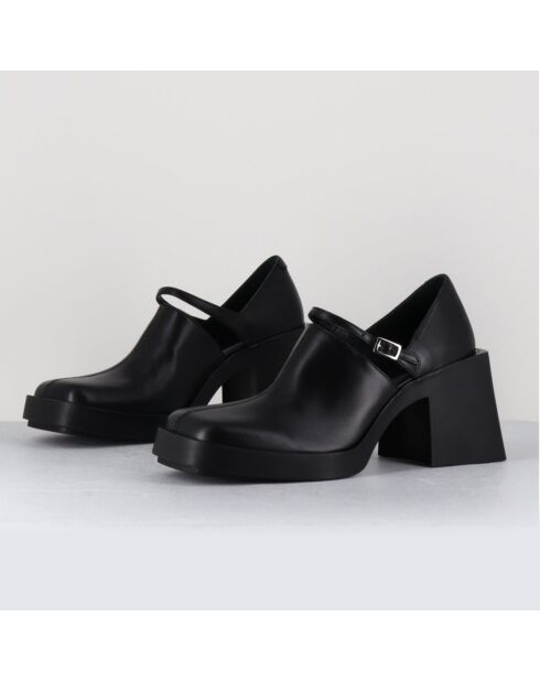 Sabots en Cuir Kim noirs - Talon 8 cm