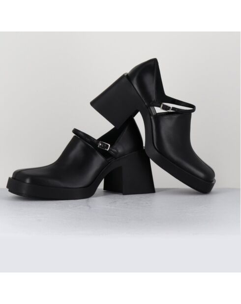 Sabots en Cuir Kim noirs - Talon 8 cm