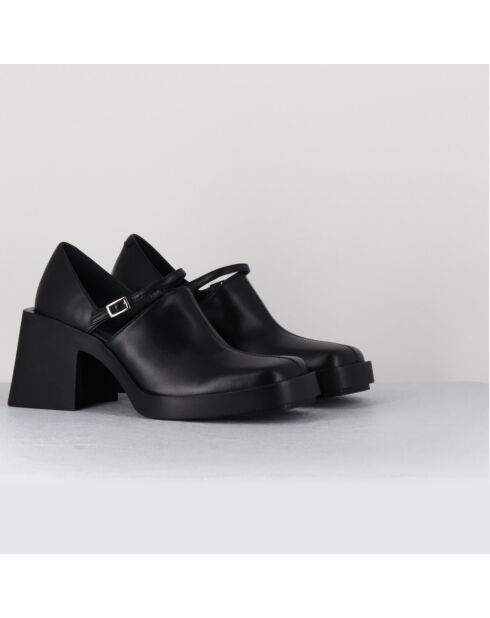 Sabots en Cuir Kim noirs - Talon 8 cm