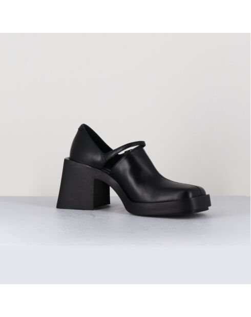 Sabots en Cuir Kim noirs - Talon 8 cm