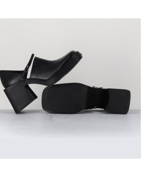 Sabots en Cuir Kim noirs - Talon 8 cm