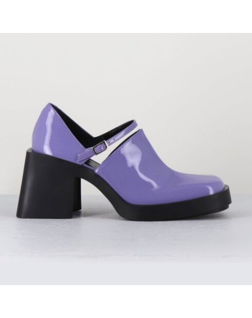 Zuecos Kim Lilac de charol, tacón de 8 cm
