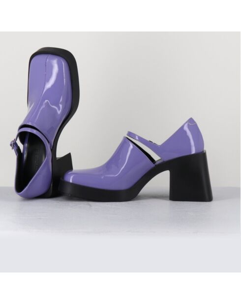 Zuecos Kim Lilac de charol, tacón de 8 cm