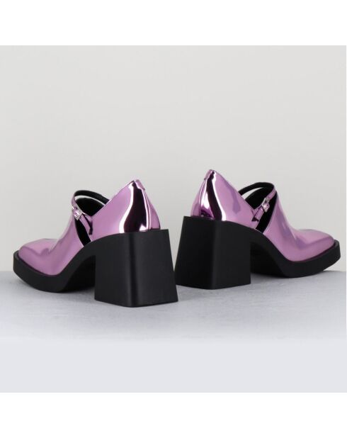 Zuecos Kim de charol rosa, tacón de 8 cm