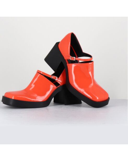 Zuecos Kim de charol naranja - tacón de 8 cm
