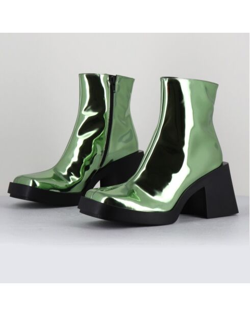 Boots en Cuir verni Milla vertes - Talon 8 cm