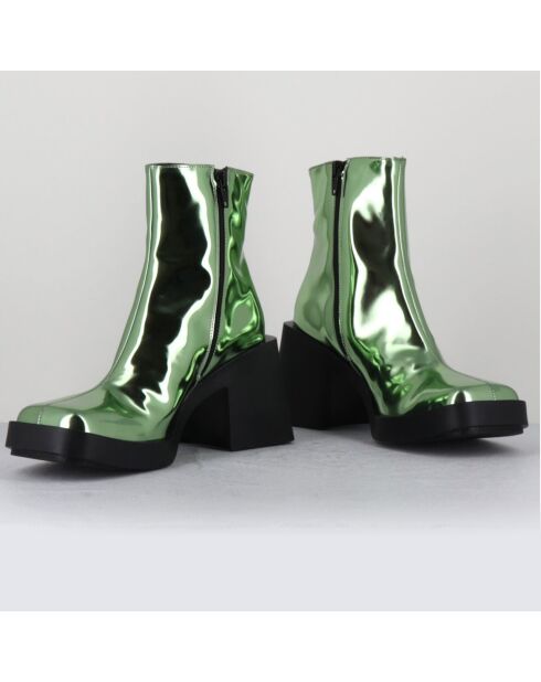 Boots en Cuir verni Milla vertes - Talon 8 cm