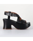 Sandales en Cuir noires - Talon 8 cm