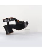 Sandales en Cuir noires - Talon 8 cm