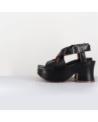 Sandales en Cuir noires - Talon 8 cm