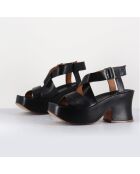 Sandales en Cuir noires - Talon 8 cm