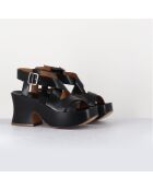 Sandales en Cuir noires - Talon 8 cm