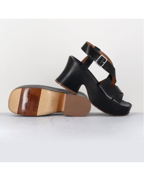 Sandales en Cuir noires - Talon 8 cm
